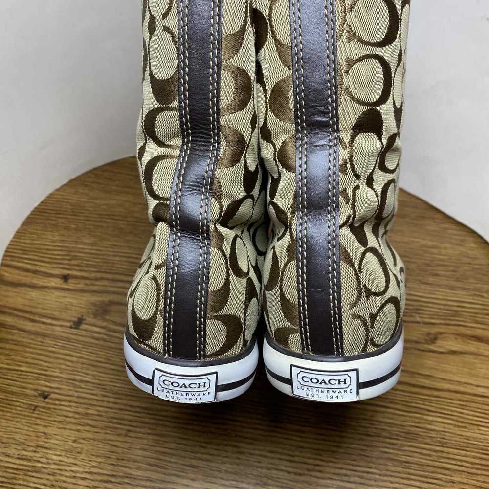 Coach Women's Bonney Sherling Brown and Tan High Top Signature Sneakers Size 10B - Picture 7 of 12